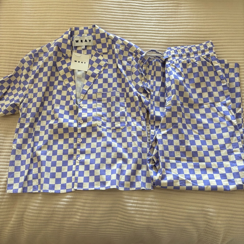 WRAY Lavender Checkered Pajama Set